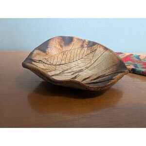 Vintage Stoneware Pottery Dish, Leaf Wall Hanging